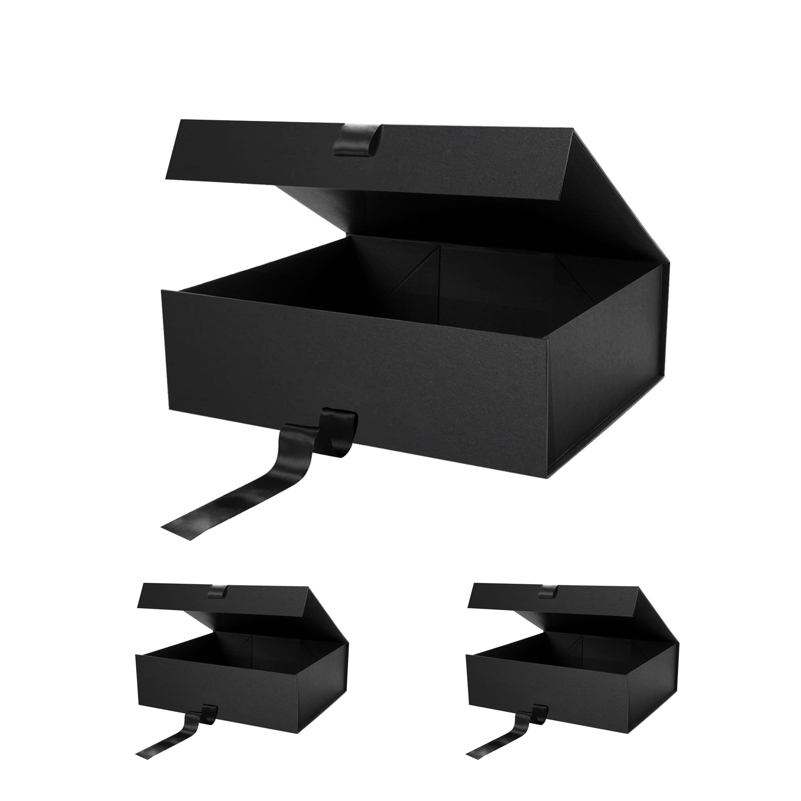 BLK&WH Large Magnetic Gift Box With Ribbon – 17x14.5x5.5 Inches, Glossy White, Reusable Storage Box