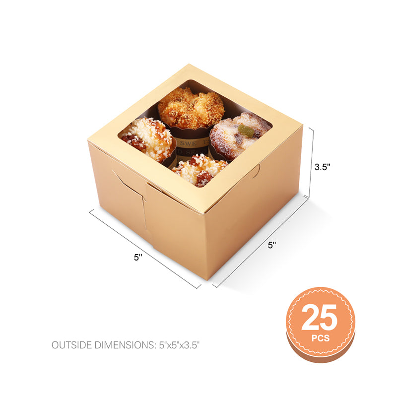 PKGSMART 2 Color 5x5x3.5 Inches Bakery Boxes with Window for Cake/Cand