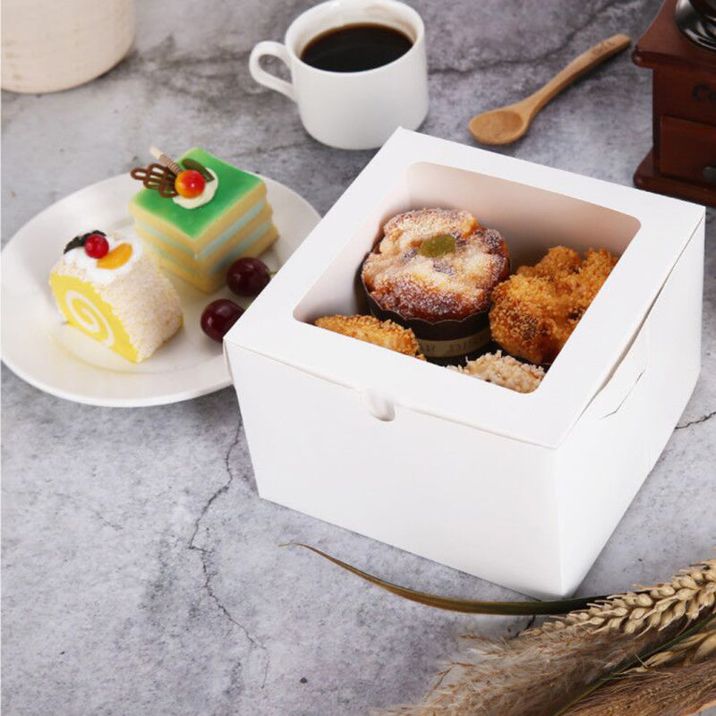 PKGSMART 2 Color 5x5x3.5 Inches Bakery Boxes with Window for Cake/Cand
