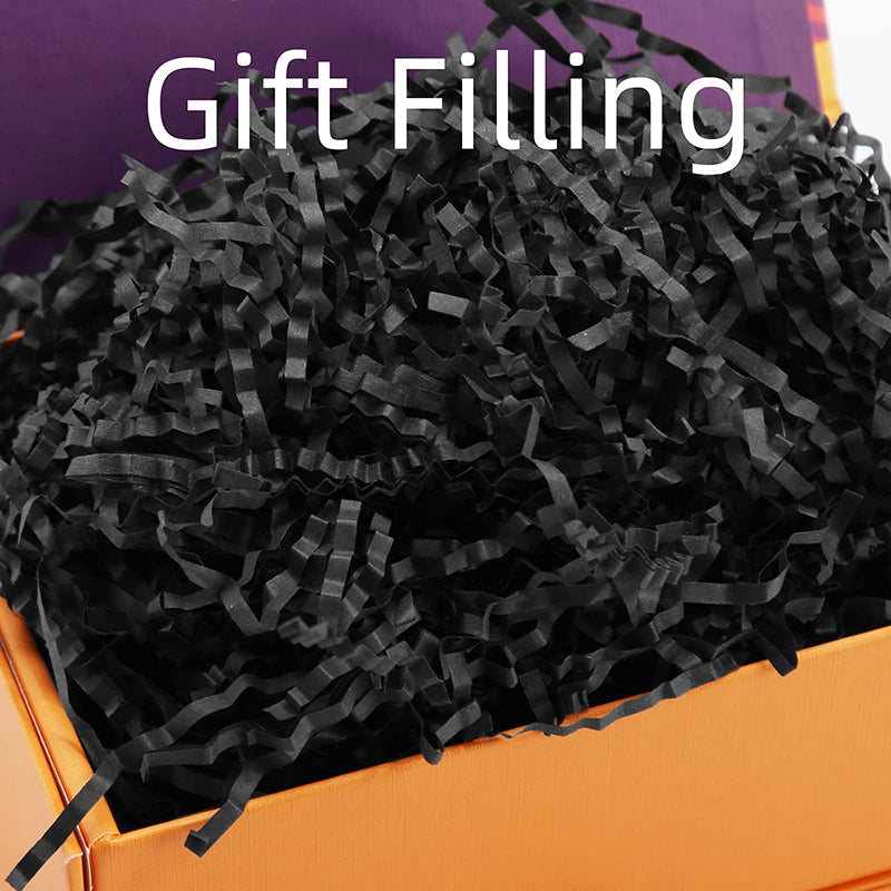 PKGSMART Crinkle Cut Paper Shred Filler for Gift Wrapping, Black