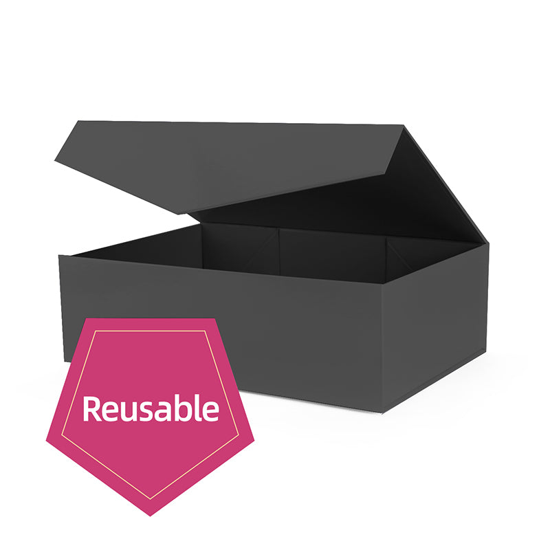 PKGSMART Magnetic Collapsilbe Gift Box with Card and Ribbon (14x9.5x4.