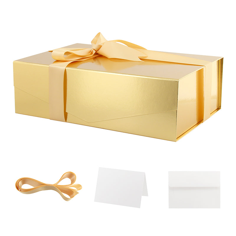Gold Gift Boxes with Magnetic Lids Bows Brithday Party 24x24x8.8