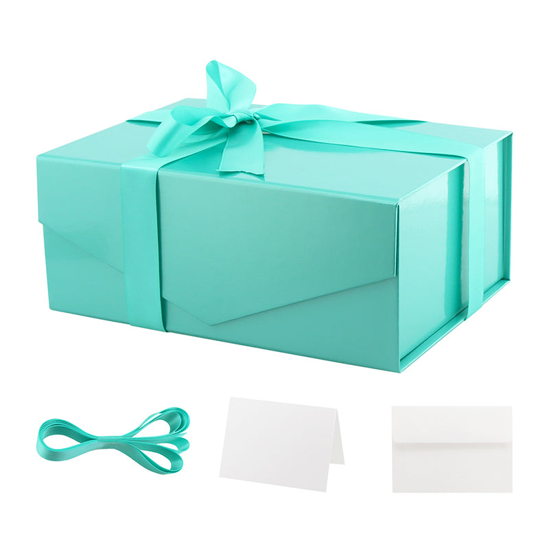 PKGSMART Large Gift Box with Ribbon, Black Gift Box with Magnetic Lid for  Valentine's Day, 13x9.7x3.4 inches 